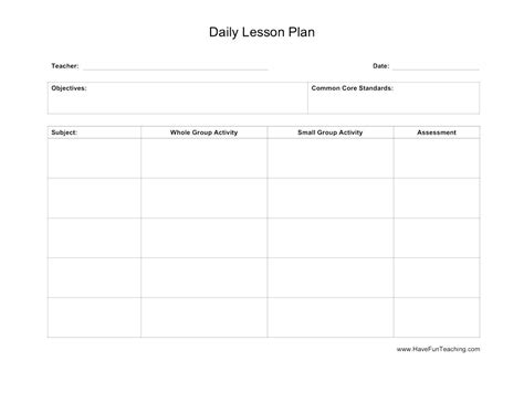 Common Core Daily Lesson Plan Template Have Fun Teaching