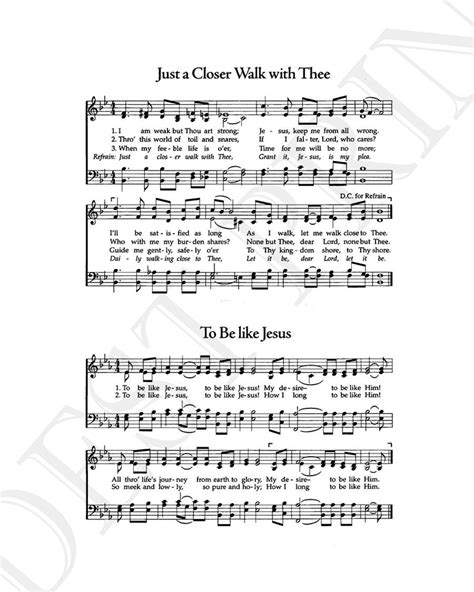 Just A Closer Walk With Thee Hymn Lyrics Sheet Music Art Hymn Art Hymn
