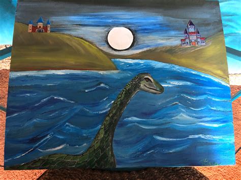 Framed Loch Ness Monster Original Oil Painting Etsy