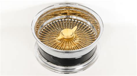 15x7 La Wire Wheels Reverse 100 Spoke Straight Lace American Gold Triple Plating Center With