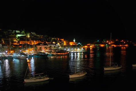 768749 Island Hvar Croatia Houses Sea Marinas Night Rare