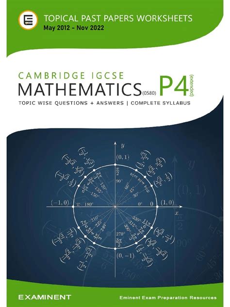 Igcse Mathematics 0580 Past Paper Questions By Topic Paper 4