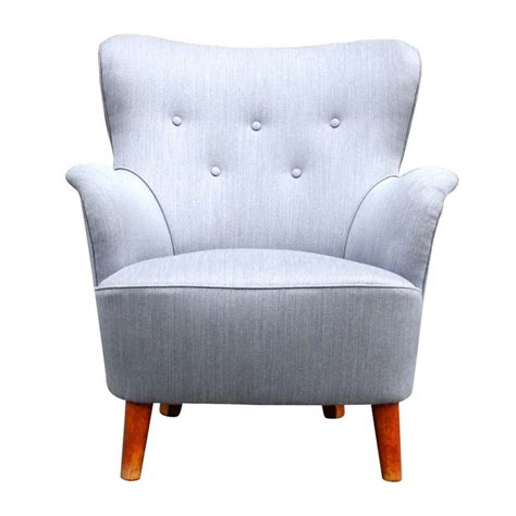 William & mary period leather wing chair on raised walnut cabriole leg with hoof and fetlock details and original. Beautiful Grey Small-Scale Wingback Armchair | From a ...