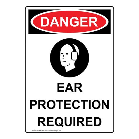 Osha Danger Ear Protection Required Sign Ode 2650 Ppe Hearing