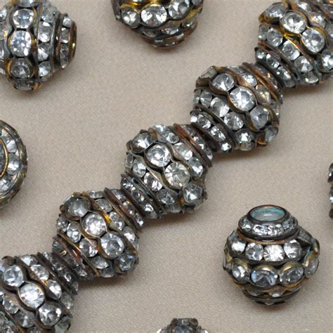 15 Mm X 15 Mm Vintage Rhinestone Brass Beads Large Classic 1 Etsy