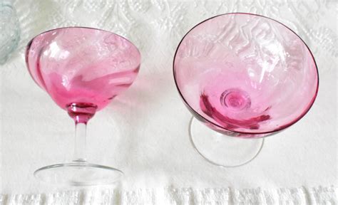 Vintage Cranberry Glasses Victorian Optic Swirl Cranberry Etsy Vintage Champagne Glasses