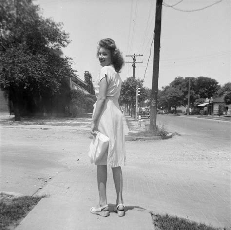 Photograph Of A Woman On A Sidewalk The Portal To Texas History