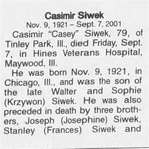 Casimir Joseph “Casey” Siwek (1921-2001) - Find a Grave Memorial