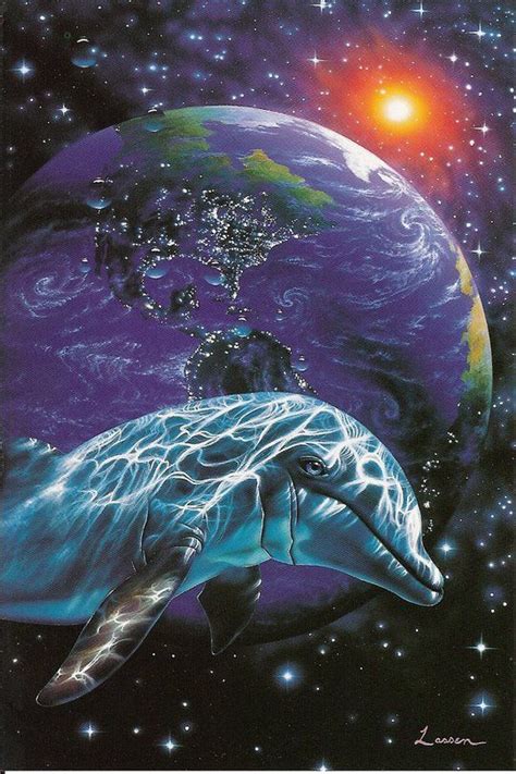 A Painting Of A Dolphin Swimming In Space