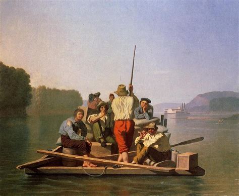 Paintings Reproductions Lighter Relieving The Steamboat Aground By George Caleb Bingham