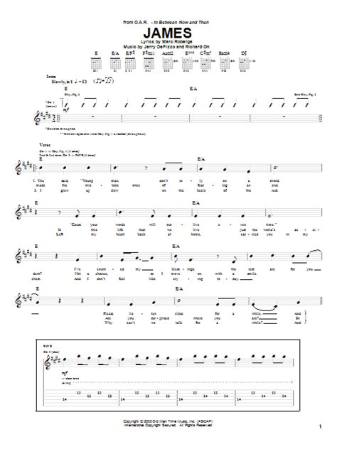 James Guitar Tab Print Sheet Music Now