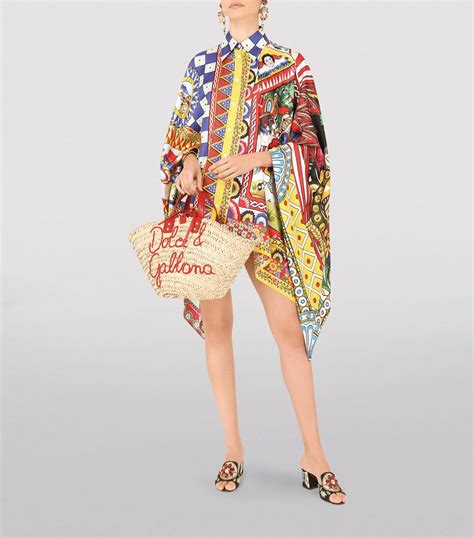 Dolce And Gabbana Silk Carretto Print Poncho Shirt Harrods Qa