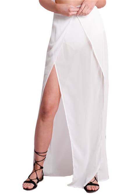 Sheer Split Maxi Skirt With Knicker Shorts White