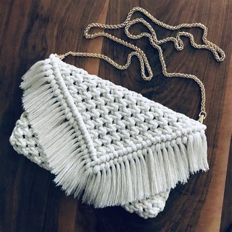 Check spelling or type a new query. Macrame Purse/Clutch/Cross Body Bag/Gold Chain/Fringe ...