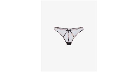 Agent Provocateur Ellise Tiger Trim Mesh Thong In White Lyst