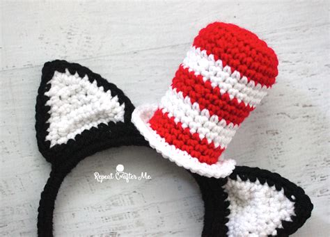 Crochet Cat In The Hat Headband Repeat Crafter Me