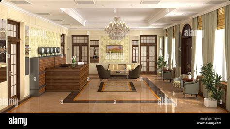 Office Lobby Reception Desk Visualization Hi Res Stock Photography And