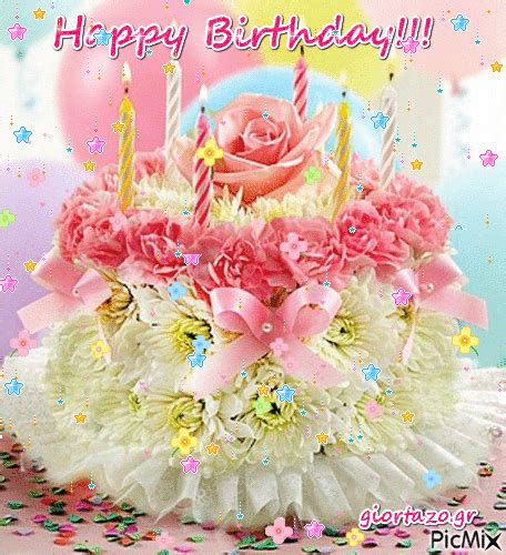 You can always use this chocolate cake gif to wish that your lovely friend a happy birthday. Pastel Floral Happy Birthday Cake Gif Pictures, Photos ...