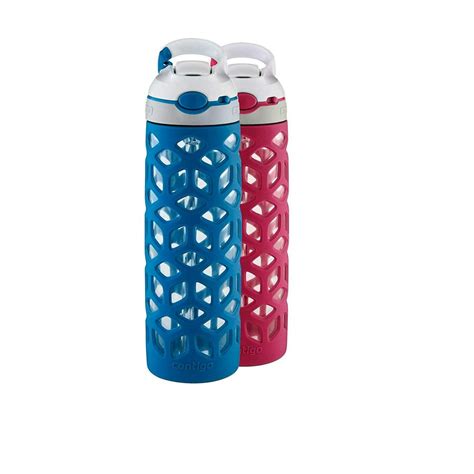 Contigo Ashland 20 Oz Glass Water Bottle 2 Pack Dark Bluepink