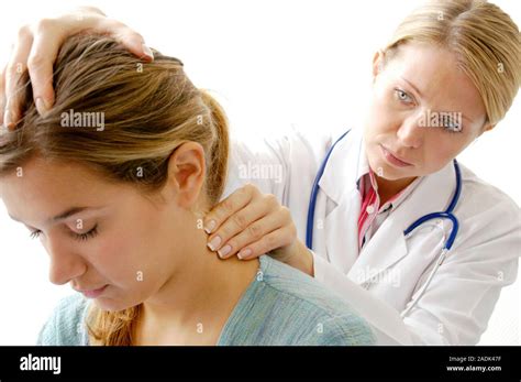 Model Released Neck Examination General Practitioner Examining A