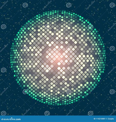 Disco Party Abstract Sphere Ball On Seamless Background Trendy Style