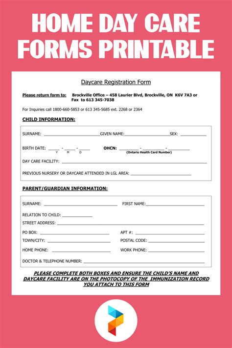 Printable Child Care Forms Printable Forms Free Online