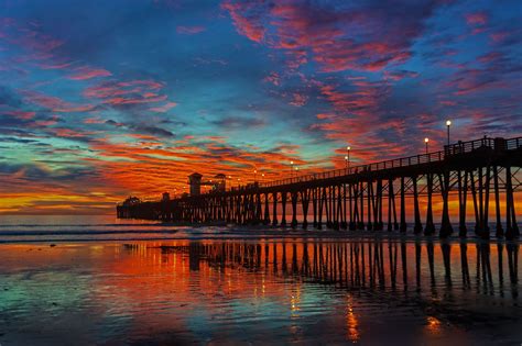 Reflections Of A Fiery Sky At The Oceanside Pier By Rich Cruse On 500px