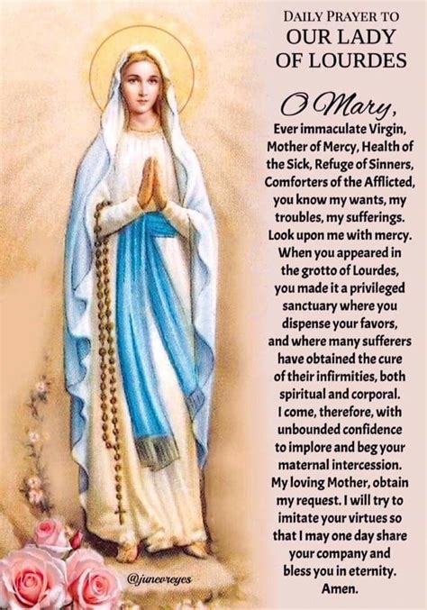 Daily Prayer To Our Lady Of Lourdes Lady Of Lourdes Prayers To Mary