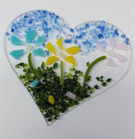 Fused Glass Flower Heart Kit To Make At Home Etsy Uk