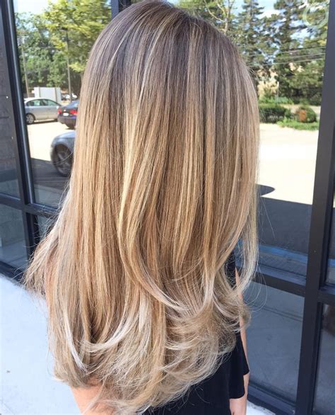 Balayage Steil Haar Donkerblond Donker Haar Met Highlights