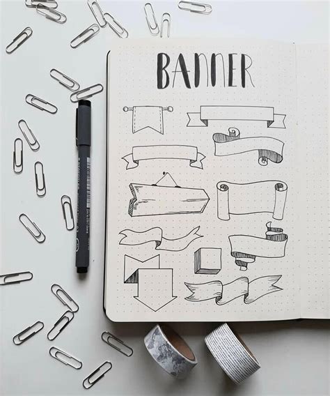 50 Ideas On How To Draw Banners For Your Bullet Journal — Joyful Journaler