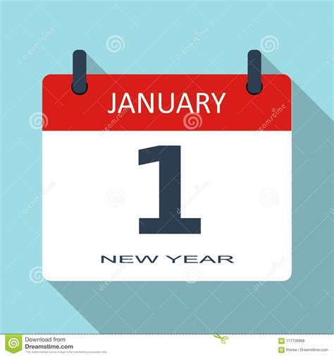 1 January New Year Day Vector Flat Daily Calendar Icon Date And Time