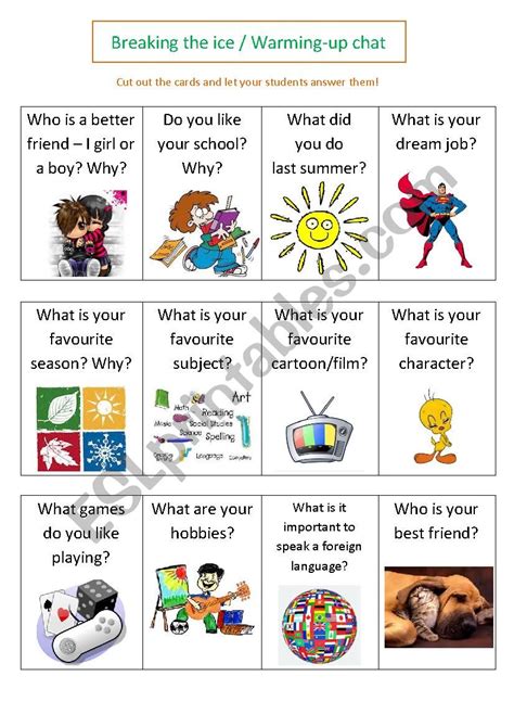 Conversation Cards For Teenagers Esl Worksheet By Nalina