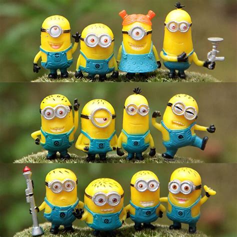 12pcelot Minion Dolls 3d Eyes Despicable Me 2 Minions Miniatures