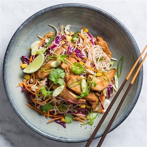 Inspired by a snapper veracruz dish i had at a local mexican restaurant, i created this variation using chicken. Chicken Soba Noodle Salad with Sesame Seed Dressing and ...