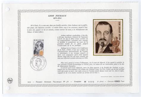 CÉlÉbritÉ LÉon Jouhaux 1979 Fdc Document Soie Dap N°381 B6dap11 Eur 2