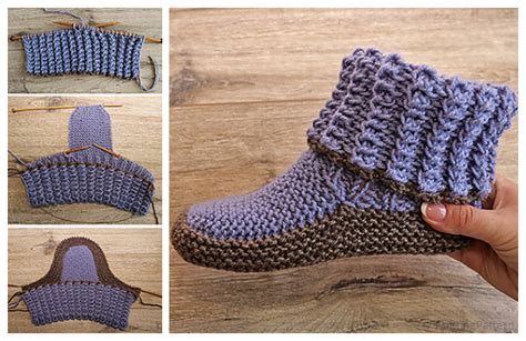 Free Knitting Pattern For Homemade Slippers Knit Flat B