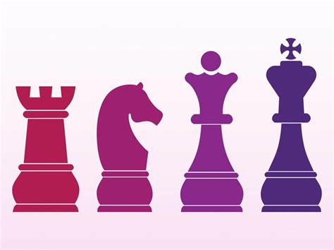 Vector Graphics Of Different Chess Pieces Bright Colored Silhouette