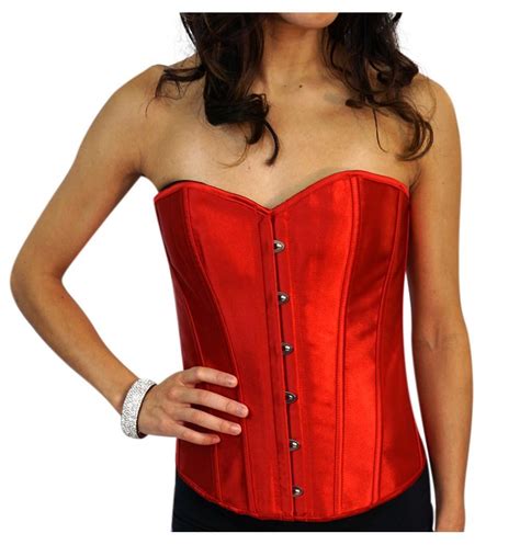 red satin sexy strong boned bridal corset lace up bustier