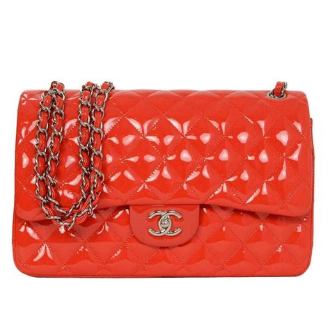 Chanel Red Quilted Patent Jumbo Double Flap Bag Shw For Sale At 1stdibs