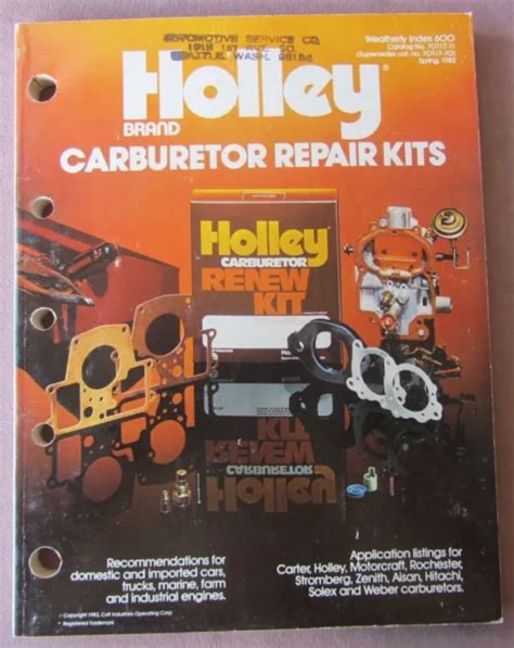 1950s 1982 Holley Carburetor Repair Kits Catalog Cross Ref Car Marine