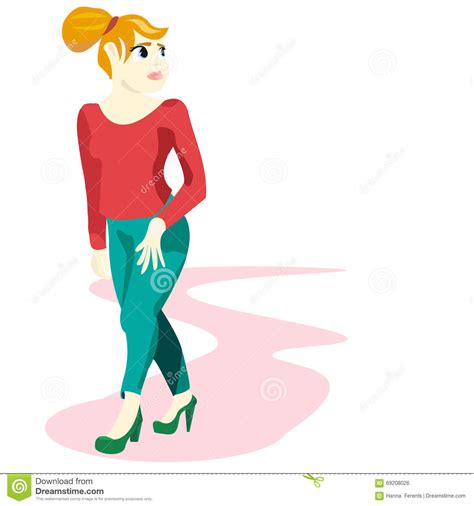 The Young Woman Is Walking Stock Illustration Illustration Of Girl