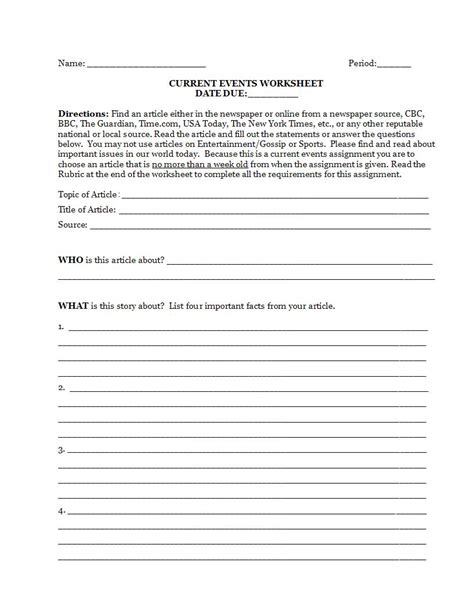 Current Events Worksheet Answers Nidecmege