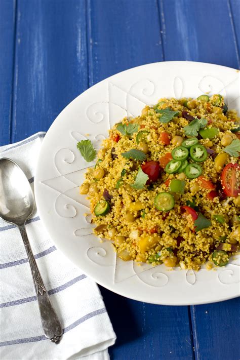 Chicken tenders with cucumber salad and chickpea couscous. Moroccan Spiced Couscous with Vegetables and Chick Peas