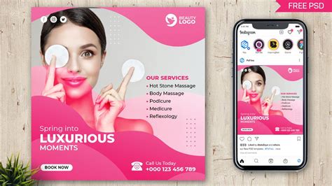 The Post Free Luxurious Beauty Salon Social Media Post Design Psd