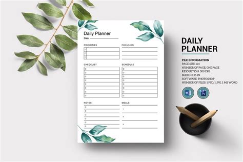 Daily Planner Template Photoshop Ms Word Template