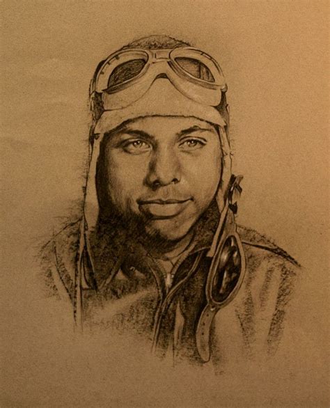 A Pencil Drawing Of A Man With Goggles On His Head And Wearing A Pilot