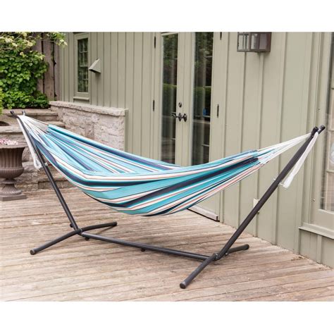 vivere 9 ft sunbrella double hammock with stand in token surfside double hammock with stand