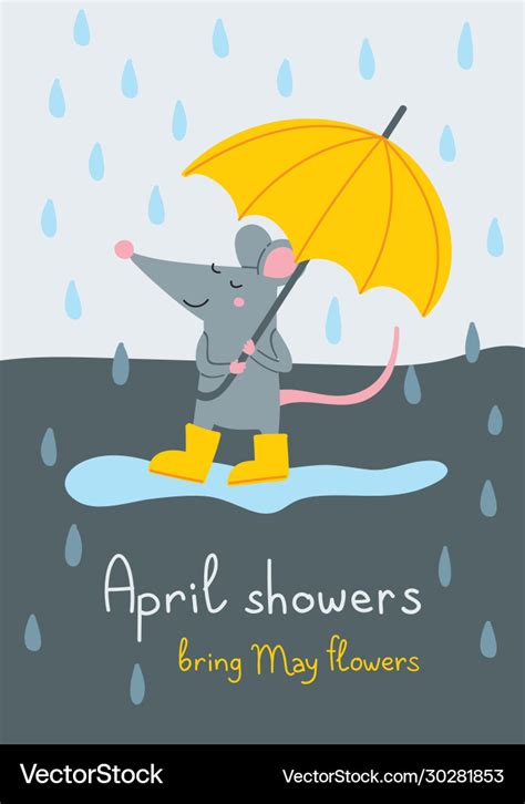 April Showers Bring May Flowers Card Royalty Free Vector