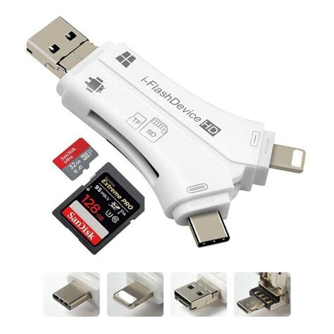 4 In 1 Iflash Drive Usb Micro Sd Andtf Card Reader Adapter For Iphone